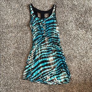 Blue and Black Zebra Print Dress